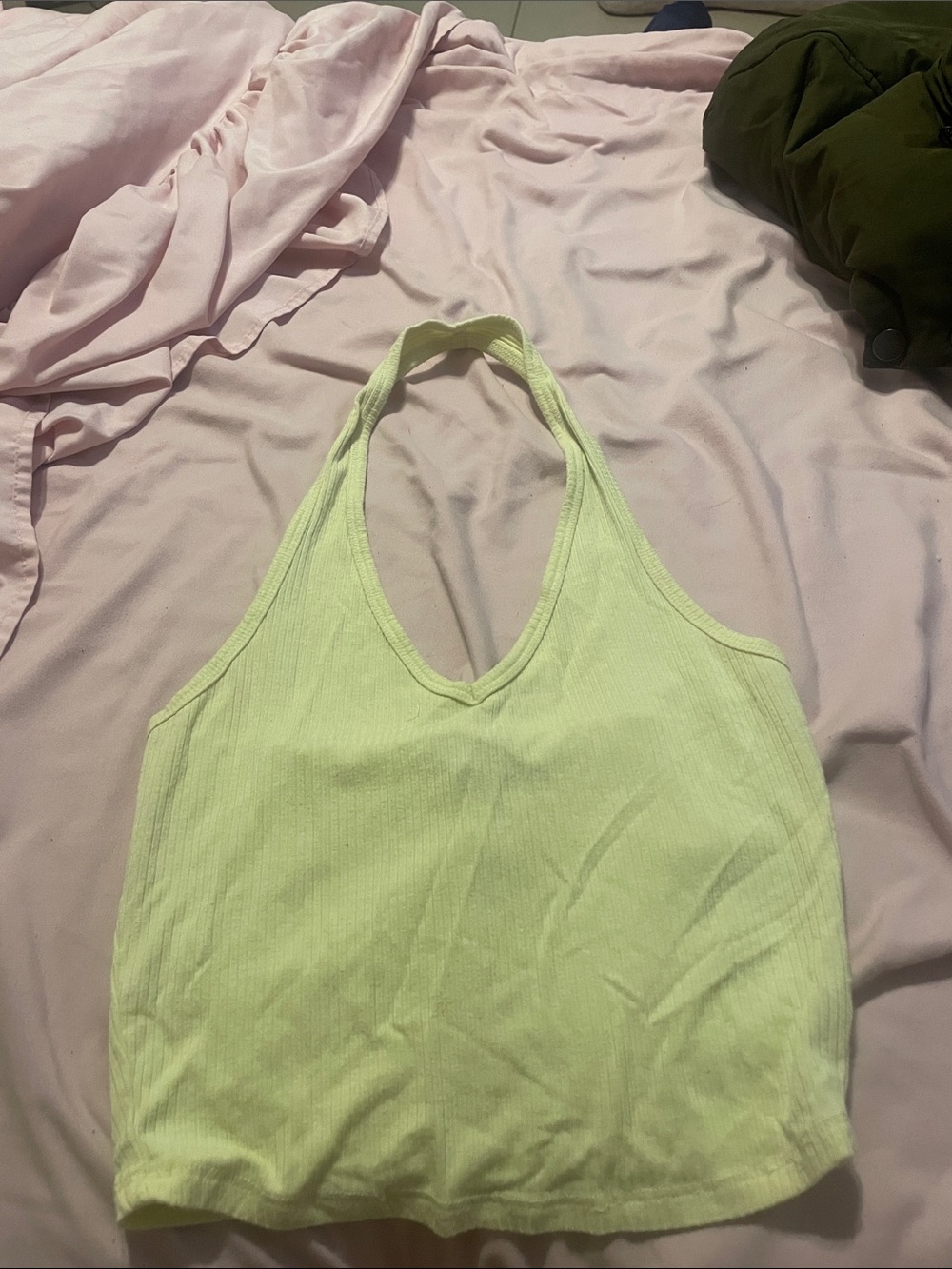 Tilly's Light Green Ribbed Halter Tank Top
